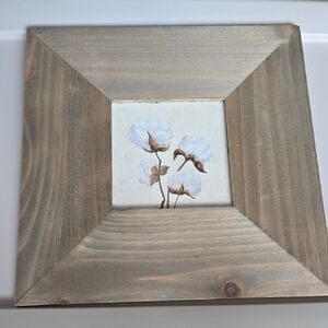 Rustic Brown Wooden Frame with Floral Art
